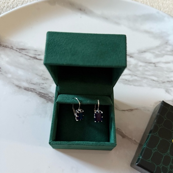 Dorsey Emile Earrings Lab Blue Sapphire Sterling Silver - Picture 5 of 7